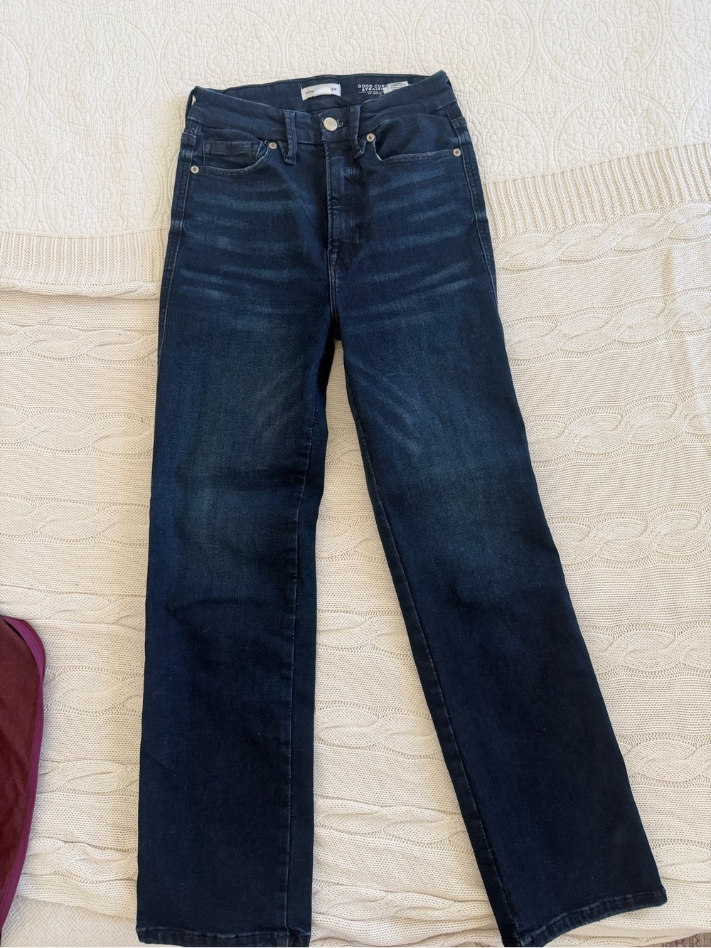 Good American Dark Blue Straight Leg Jeans